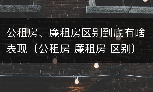 公租房、廉租房区别到底有啥表现（公租房 廉租房 区别）