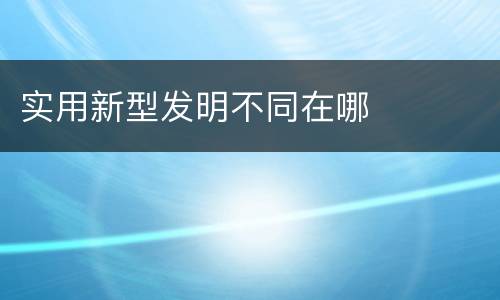 实用新型发明不同在哪