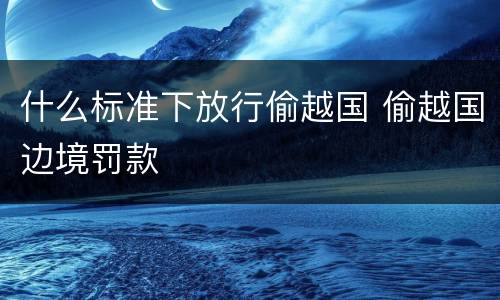 什么标准下放行偷越国 偷越国边境罚款