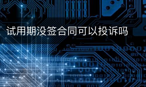 试用期没签合同可以投诉吗