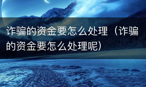 诈骗的资金要怎么处理（诈骗的资金要怎么处理呢）