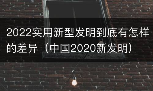 2022实用新型发明到底有怎样的差异（中国2020新发明）