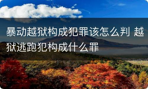 暴动越狱构成犯罪该怎么判 越狱逃跑犯构成什么罪