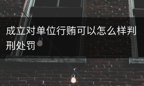 成立对单位行贿可以怎么样判刑处罚