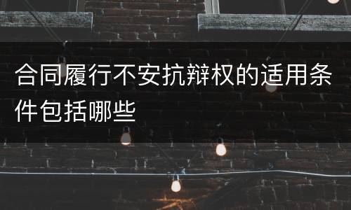 合同履行不安抗辩权的适用条件包括哪些