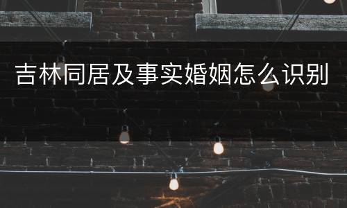 吉林同居及事实婚姻怎么识别