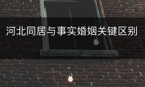 河北同居与事实婚姻关键区别