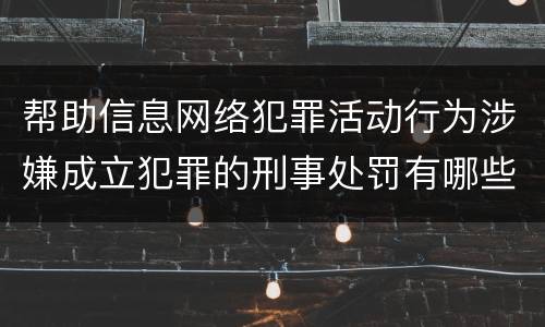 帮助信息网络犯罪活动行为涉嫌成立犯罪的刑事处罚有哪些内容