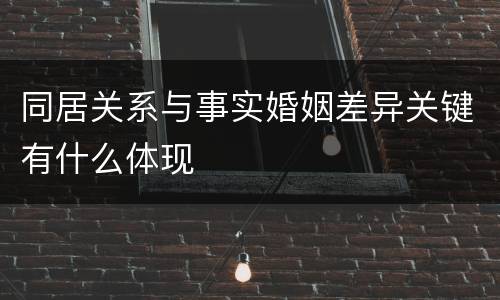同居关系与事实婚姻差异关键有什么体现