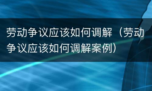 劳动争议应该如何调解（劳动争议应该如何调解案例）