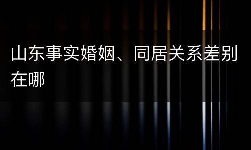 山东事实婚姻、同居关系差别在哪