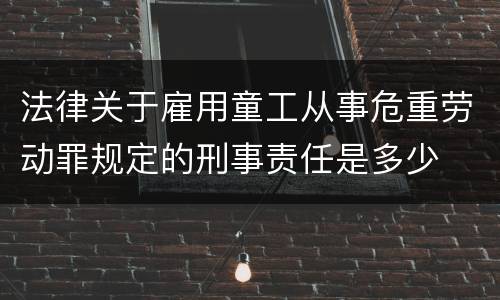 法律关于雇用童工从事危重劳动罪规定的刑事责任是多少