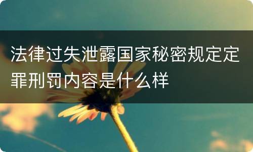 法律过失泄露国家秘密规定定罪刑罚内容是什么样