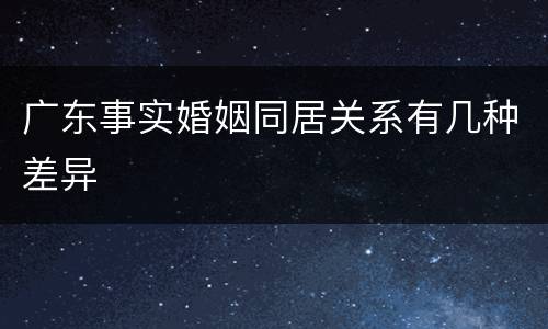 广东事实婚姻同居关系有几种差异