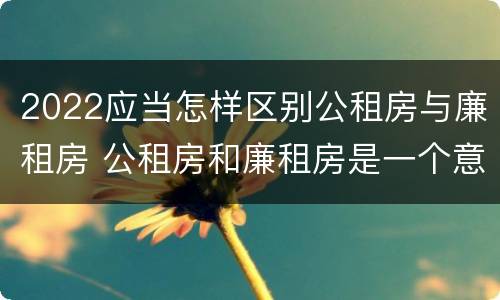 2022应当怎样区别公租房与廉租房 公租房和廉租房是一个意思吗