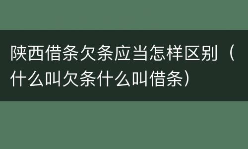 陕西借条欠条应当怎样区别（什么叫欠条什么叫借条）