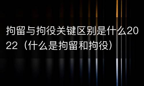 拘留与拘役关键区别是什么2022（什么是拘留和拘役）