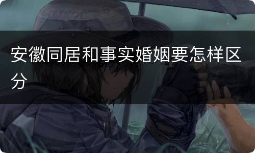 安徽同居和事实婚姻要怎样区分