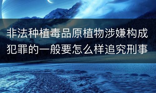 非法种植毒品原植物涉嫌构成犯罪的一般要怎么样追究刑事责任