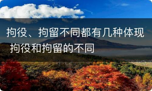 拘役、拘留不同都有几种体现 拘役和拘留的不同