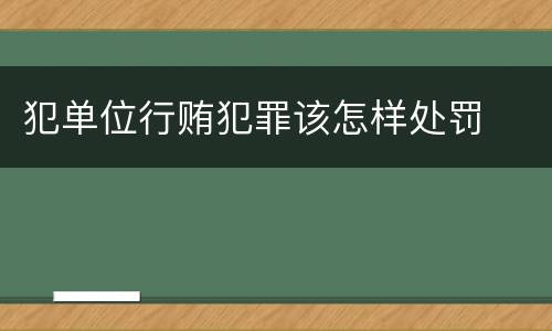犯单位行贿犯罪该怎样处罚