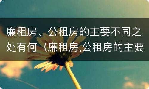 廉租房、公租房的主要不同之处有何（廉租房,公租房的主要不同之处有何影响）