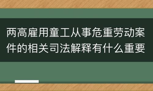 两高雇用童工从事危重劳动案件的相关司法解释有什么重要内容