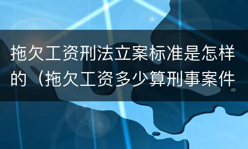 拖欠工资刑法立案标准是怎样的（拖欠工资多少算刑事案件）