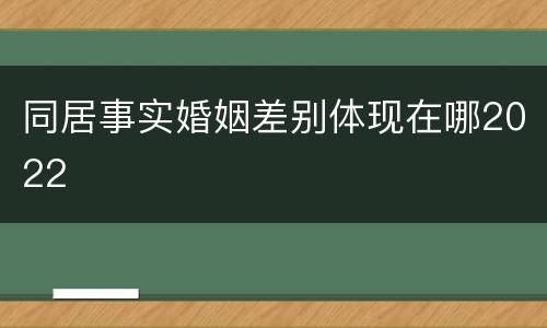 同居事实婚姻差别体现在哪2022