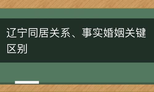 辽宁同居关系、事实婚姻关键区别