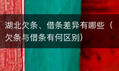 湖北欠条、借条差异有哪些（欠条与借条有何区别）