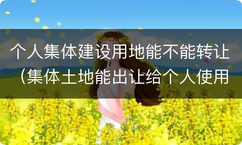 个人集体建设用地能不能转让（集体土地能出让给个人使用）