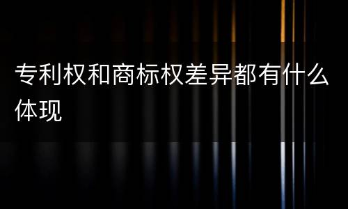专利权和商标权差异都有什么体现