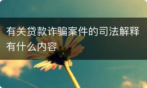 有关贷款诈骗案件的司法解释有什么内容