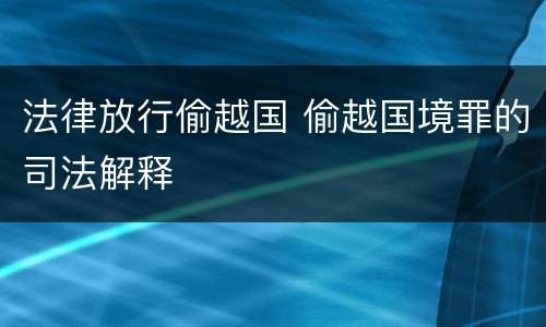 法律放行偷越国 偷越国境罪的司法解释