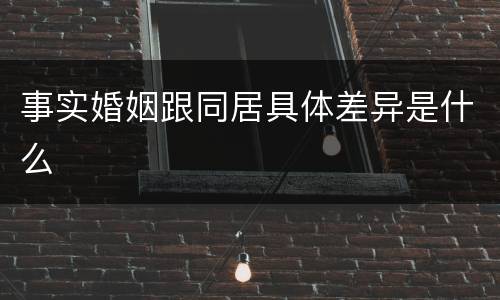 事实婚姻跟同居具体差异是什么