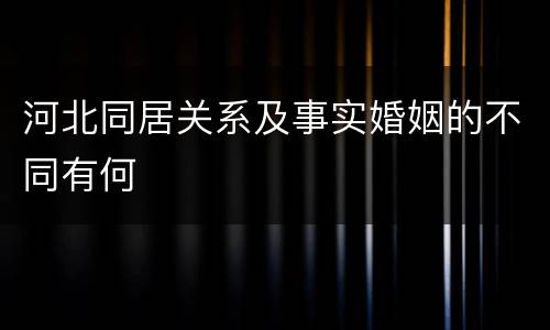 河北同居关系及事实婚姻的不同有何