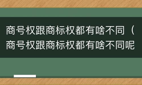 商号权跟商标权都有啥不同（商号权跟商标权都有啥不同呢）