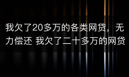 我欠了20多万的各类网贷，无力偿还 我欠了二十多万的网贷怎么办?