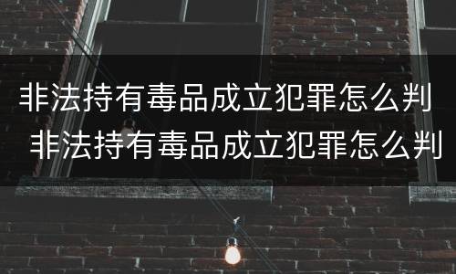 非法持有毒品成立犯罪怎么判 非法持有毒品成立犯罪怎么判刑