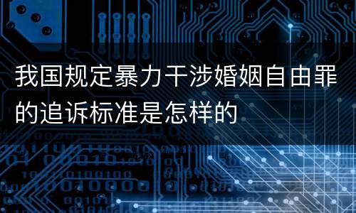 我国规定暴力干涉婚姻自由罪的追诉标准是怎样的