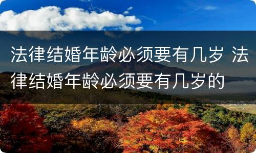 法律结婚年龄必须要有几岁 法律结婚年龄必须要有几岁的