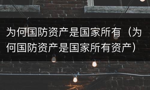 为何国防资产是国家所有（为何国防资产是国家所有资产）