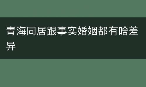 青海同居跟事实婚姻都有啥差异