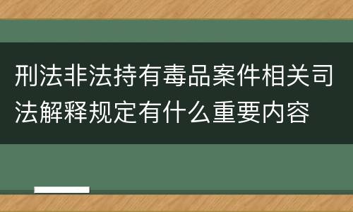 刑法非法持有毒品案件相关司法解释规定有什么重要内容