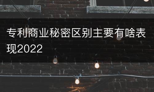 专利商业秘密区别主要有啥表现2022