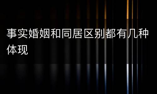 事实婚姻和同居区别都有几种体现