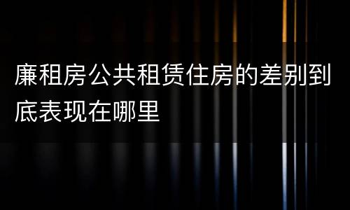 廉租房公共租赁住房的差别到底表现在哪里