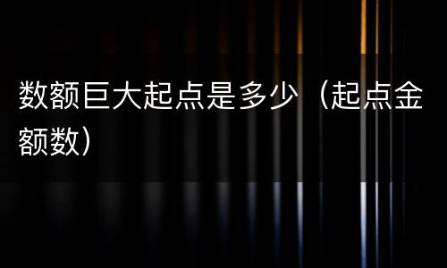 数额巨大起点是多少（起点金额数）