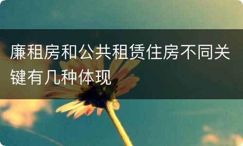 廉租房和公共租赁住房不同关键有几种体现